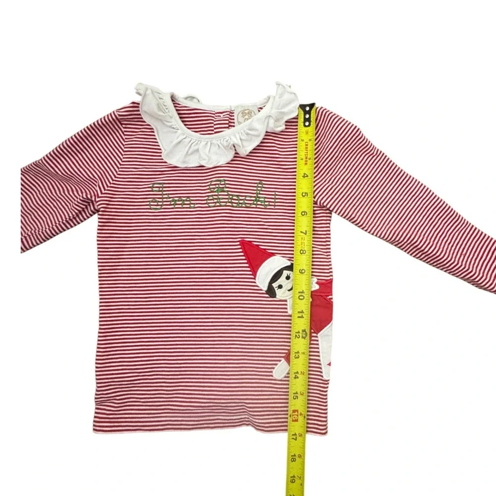 Little Bear Smocks Kids Red White Striped Elf‎ On The Shelf Pajama Set Size 6